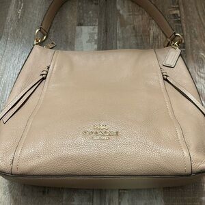 Coach Beige Leather Shoulder Bag